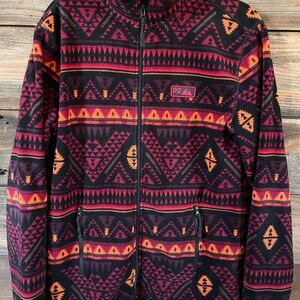 Geometric Patterned Jacket in Black and Orange